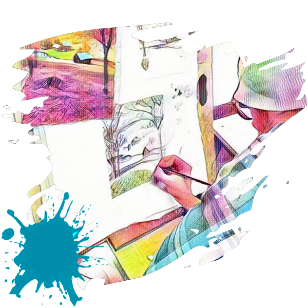 drawing of an artist drawing